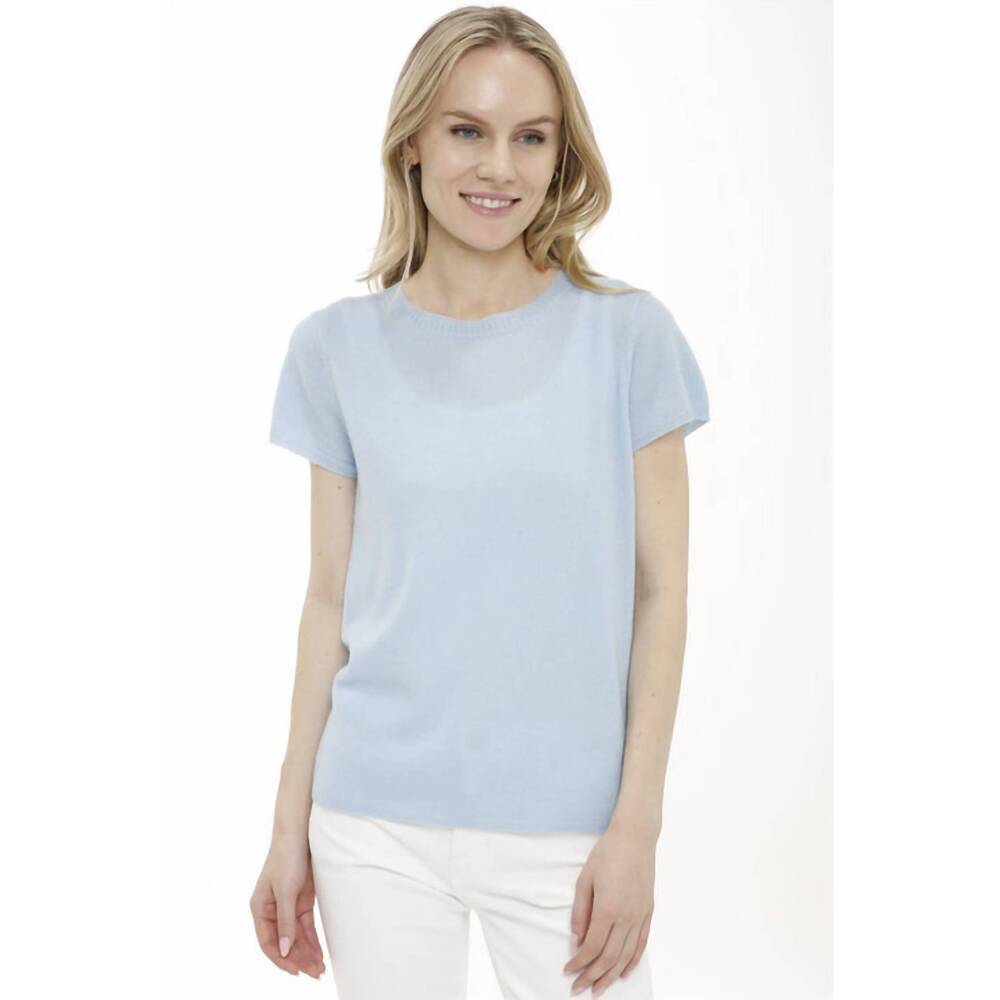 NEW INCASHMERE cashmere luxury crew neck tee in powder blue